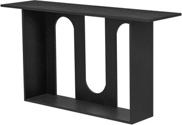 Modern And Curved Design Ash Veneer Console Table With Shelf