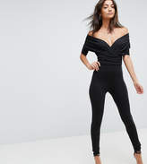 Thumbnail for your product : Asos Tall Off Shoulder Jersey Jumpsuit With Skinny Leg