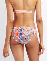 Thumbnail for your product : Charlotte Russe Geometric Mesh-Trim Bikini Bottoms