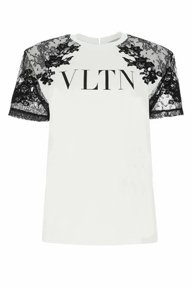 Valentino Lace Sleeve T-Shirt - ShopStyle