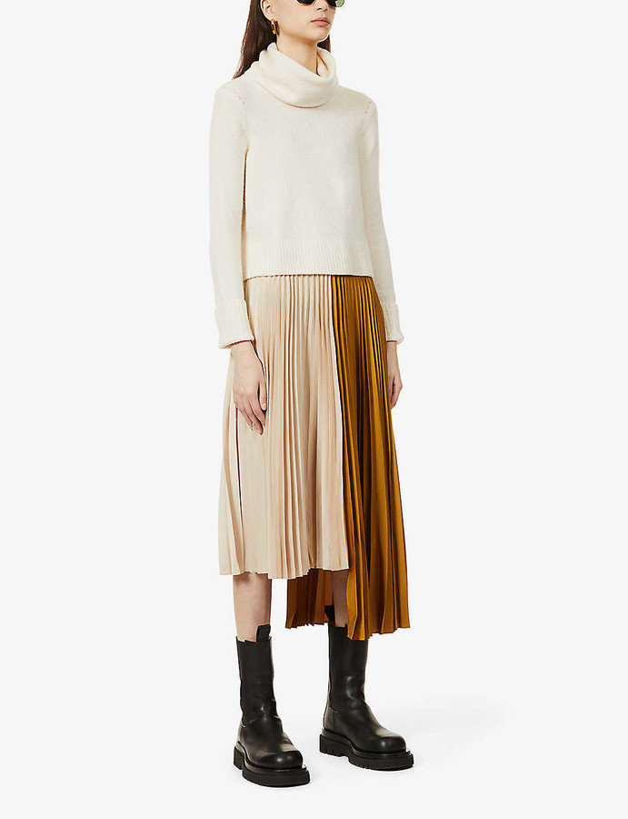 AllSaints Jumper overlay wool-blend and crepe midi dress - ShopStyle