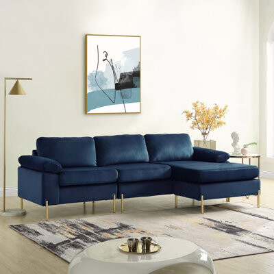 Hokku Designs Shannon Velvet Sectional Sofa With Chaise