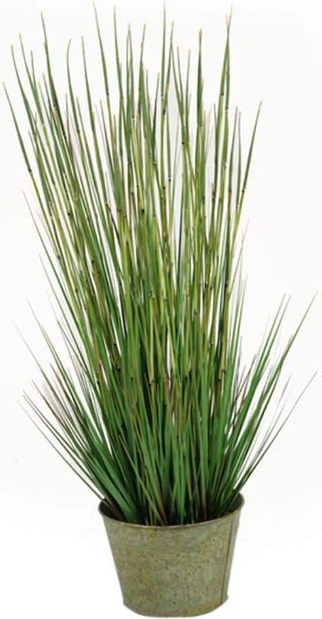 HOME IMPORTS EMPORIUM 41 in. Artificial Onion Grass Plant in Round Metal Planter-Tall Faux Grass for Indoor Home or Office Display
