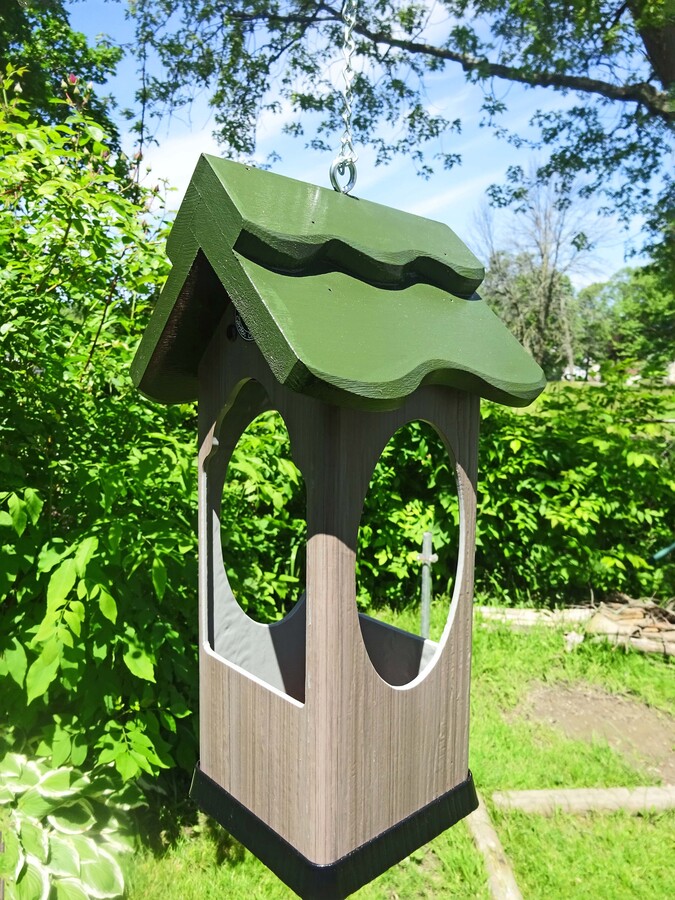 Multicolor Hanging Planter Weathered Vinyl With Cedar Roof