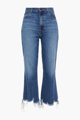 J Brand Julia Frayed Faded High-rise Flared Jeans