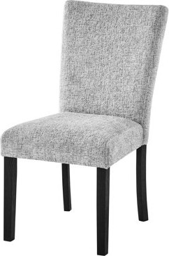 Red Barrel Studio Oceanic Grey 2pk Dining Chair  Modern Square Side Chairs Solid Back Fabric Upholstery Block Legs Foam Fill Rubberwood Frame Ideal For Room Wip