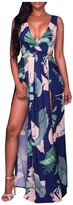 Thumbnail for your product : MILONT Women Maxi Skirt Women's Sleeveless V-Neck Boho Floral Print Beach High Split Maxi Dress Summer Maxi Dresses for Women UK