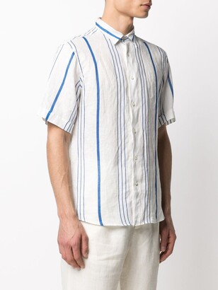 PENINSULA SWIMWEAR Vertical Striped Turn-Up Sleeve Shirt