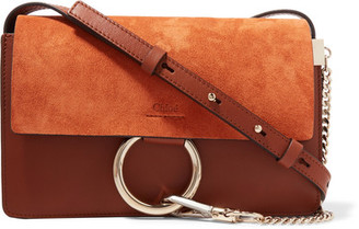 Chloé Faye Small Leather And Suede Shoulder Bag - Brown