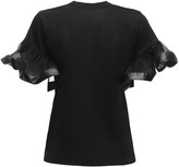 Thumbnail for your product : Noir Kei Ninomiya Cotton T-shirt W/tulle Sleeves