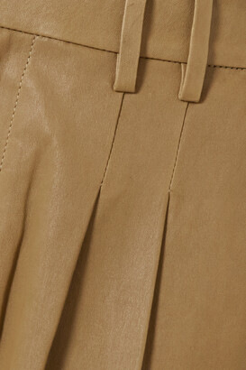 Sprwmn Pleated Leather Tapered Pants - Neutrals