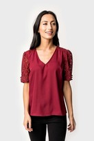 Thumbnail for your product : Gibson Cyndi Spivey Lace Puff Sleeve Top