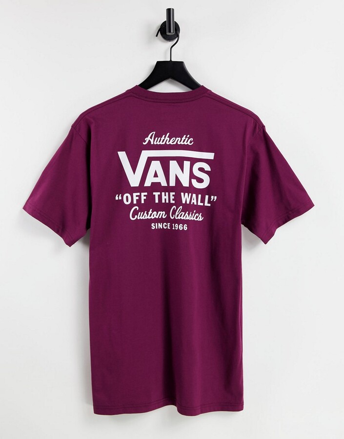 Vans Holder St Classic back print t-shirt in burgundy - ShopStyle