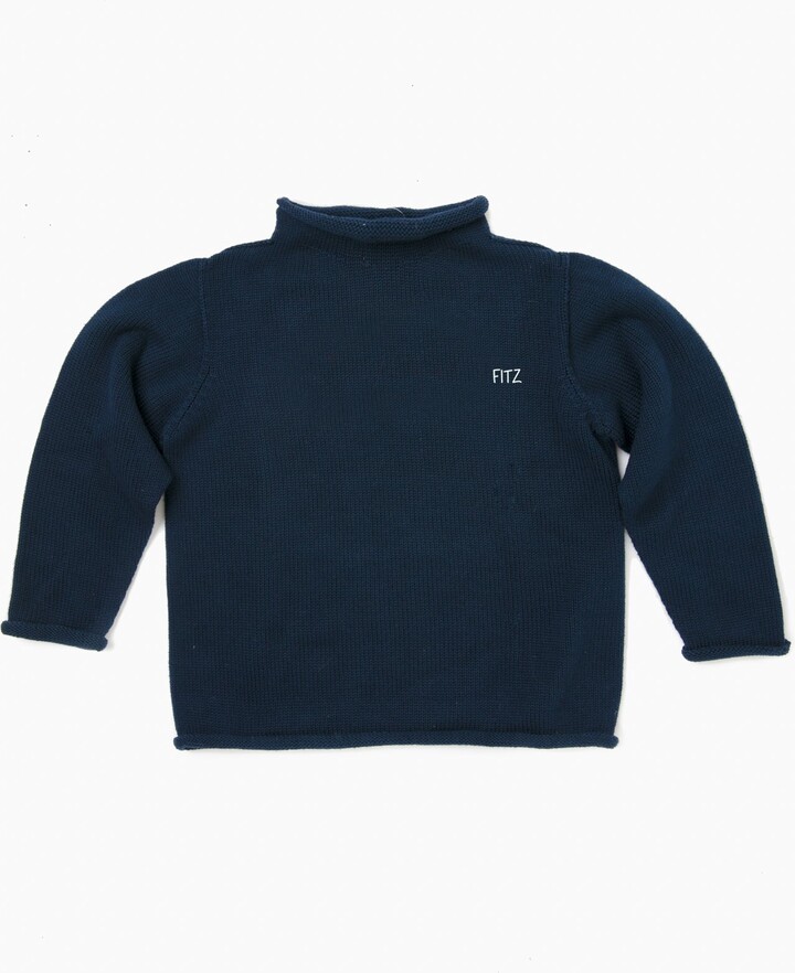 A Soft Idea Navy Roll Neck Sweater