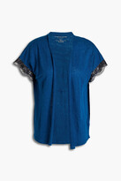 Thumbnail for your product : Majestic Filatures Lace-trimmed slub linen-jersey cardigan