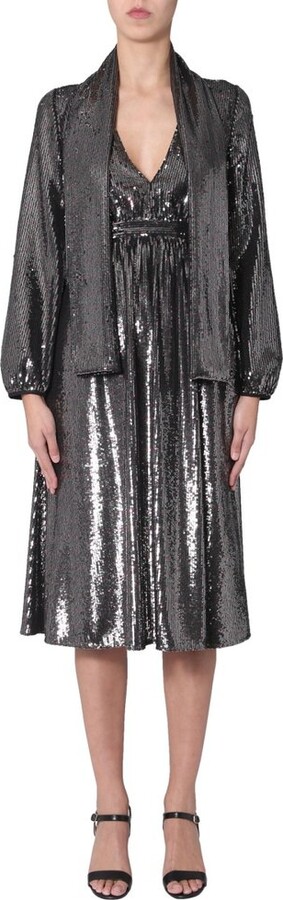 N°21 Sequin V-Neck Midi Dress