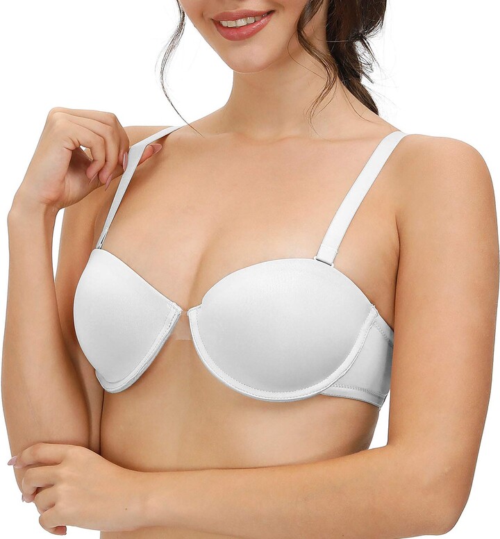 DHX Women's Strapless Push Up Padded Bra Invisible Clear Back