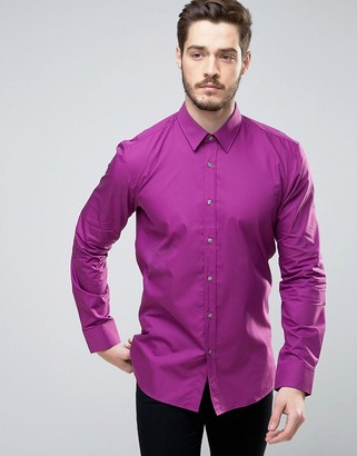 HUGO BOSS by Elisha Shirt Poplin Slim Fit in Purple