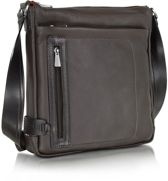 Chiarugi Dark Brown Leather Vertical Crossbody Bag