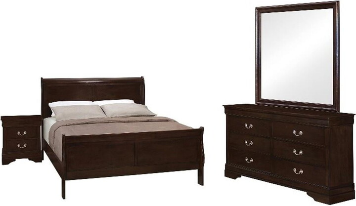 Coaster Fine Furniture Louis Philippe Panel Bedroom Set with High Headboard