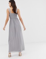 Thumbnail for your product : Little Mistress tulle maxi dress with side split and lace detail