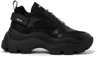 Prada Suede And Rubber-Trimmed Leather And Nylon Sneakers