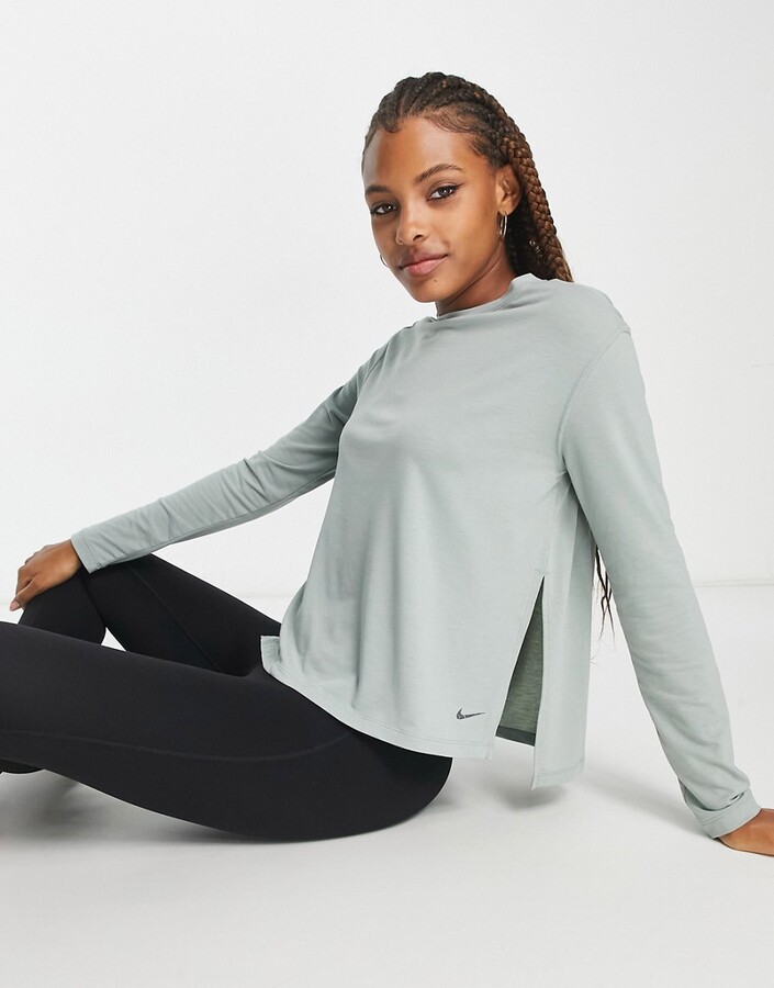 Nike Yoga Luxe Dri-FIT cropped top in brown