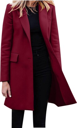 Women' Fashion New Slim Fit Solid Office Long Blazer Trench