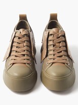 Thumbnail for your product : J.W.Anderson Logo-debossed Leather And Canvas Trainers - Khaki