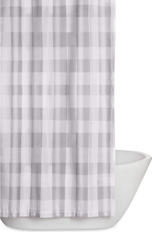 Truly Soft Everyday Buffalo Plaid Grey 72 in. Grey and White Shower Curtain
