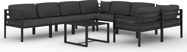 VidaXL vidaXLPatioLoungeSetOutdoorSectionalSofaSetTableAluminumAnthracite