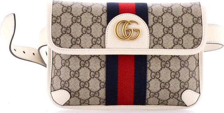 GUCCI Ophidia Flap Belt Bag GG Coated Canvas with Leather