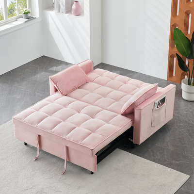 Modern Style + Velvet + Wood + Sponge + Pink + Standard + for Sofa bed