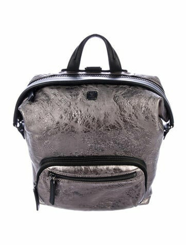 MCM Metallic Leather Backpack Silver ShopStyle
