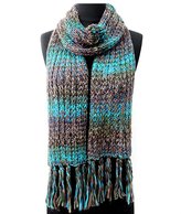 Thumbnail for your product : La Fiorentina Teal Combo Chunky Marbled Knit Muffler With Fringe