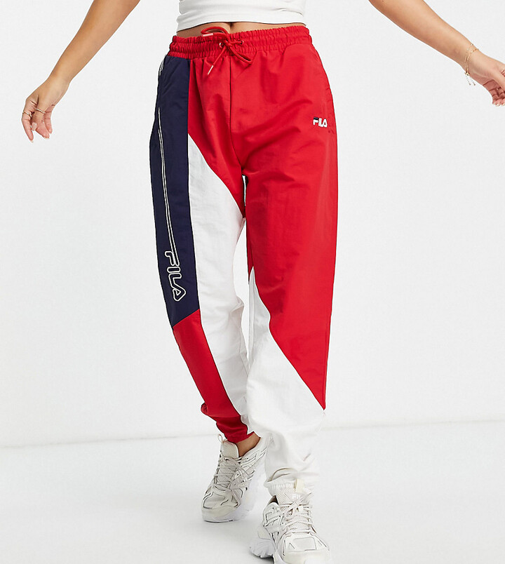 Fila retro joggers in red and navy - ShopStyle Activewear Trousers