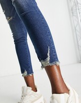 Thumbnail for your product : Abercrombie & Fitch exposed distressed hem high rise jeans in dark destroy