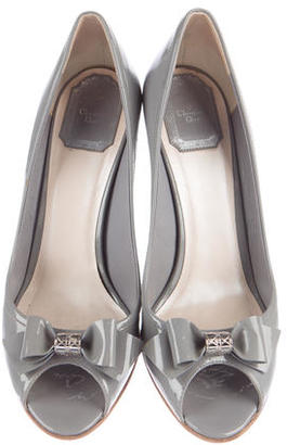 Christian Dior Bow-Accented Patent Leather Pumps