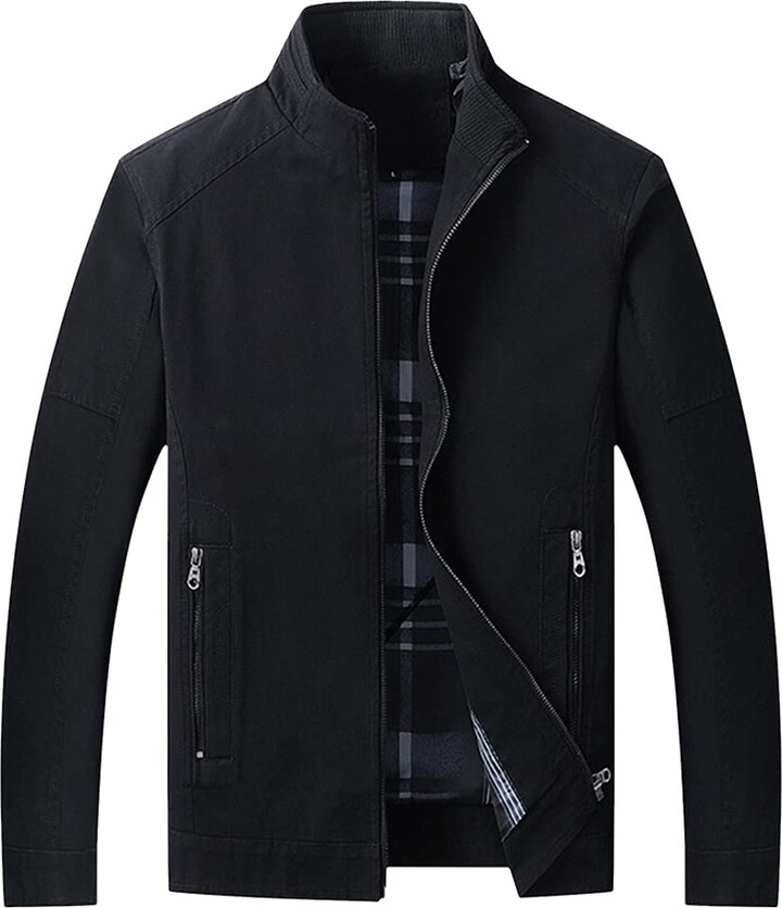 Allthemen Men's Jacket with Standup Collar Regular Fit Sports Jacket