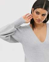 Thumbnail for your product : ASOS Tall DESIGN Tall v neck jumper with blouson sleeve