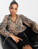 Thumbnail for your product : New Look frill neck top in leopard print