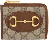 Thumbnail for your product : Gucci Beige & Brown Small GG 'Gucci 1955' Horsebit Wallet
