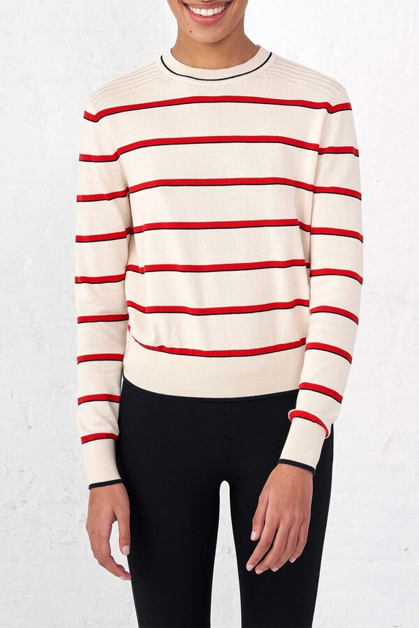 cream and black striped sweater