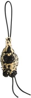 Zebra bag charm in raffia and calfskin