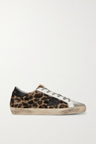 Thumbnail for your product : Golden Goose Superstar Distressed Leopard-print Calf Hair, Leather And Suede Sneakers - Animal print