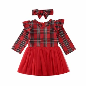 WangsCanis 2PCs Toddler Baby Girls Christmas Outfits Long Sleeve White Ruffled Top Red Bow Tie Suspender Shorts