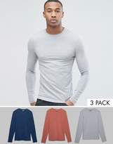 Thumbnail for your product : ASOS Design DESIGN extreme muscle fit long sleeve t-shirt 3 pack multipack saving