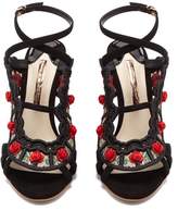 Thumbnail for your product : Sophia Webster Carmen Rose Applique Suede Sandals - Womens - Black