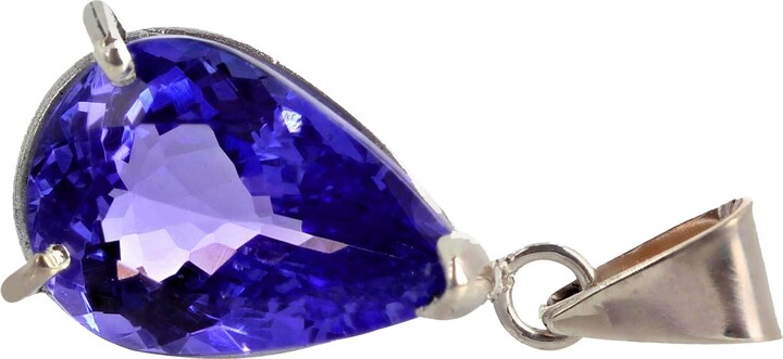 Aria Jewelry Design Ajd Breathtaking Glittering Large Real 6.9 Ct Tanzanite Sterling Silver Pendant