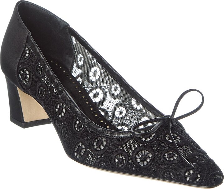 Manolo Blahnik Martebal 50 Lace & Satin Pump